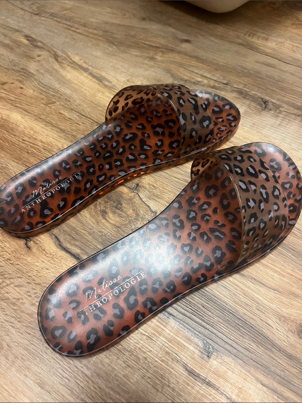 Anthropologie Clear Leopard-Print Slide Sandals - Brown & Black